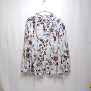 St. Johns Bay Floral Paisley Print Blouse Comfortable Light Women's 1x EUC